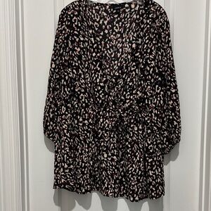 Torrid Black, Cream and Burgundy Animal Print Wrap Top 2x